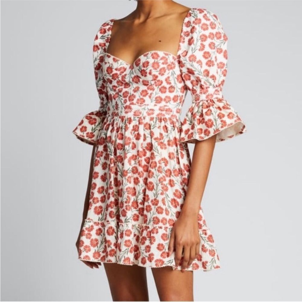 Agua by Agua Bendita Red Floral Backless Dress, L - Picture 2 of 14